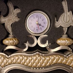 Cream and Silver Islamic Mantle Clock